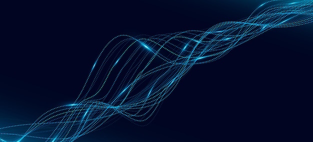 Big Data flow background Connected glowing dotted lines with light effect Neural network backdrop Vector illustration