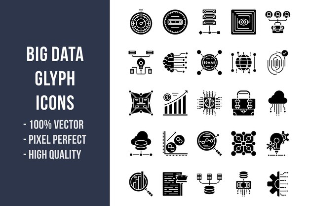 Big Data Glyph Icons