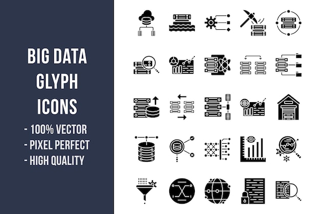 Big Data Glyph Icons