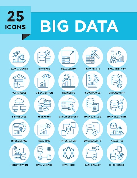 Big Data icon collection set