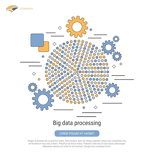 Big data processing flat contour style vector concept