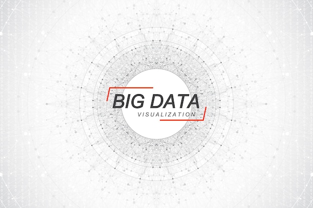 Big data visualisering. Big data maskinlæringsalgoritmer. Data array visualisering. Visuel informationskompleksitet. Futuristisk analyse af infografik Information. Vektorillustration.