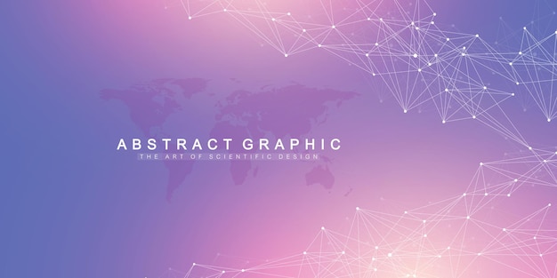 Big data visualization. Geometric abstract background visual information complexity. Futuristic infographics design. Technology background with connected line and dots, wave flow. Vector illustration.