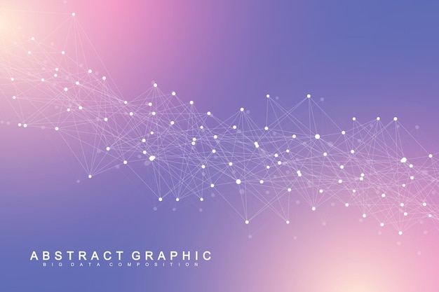 Big data visualization Geometric abstract background visual information complexity Futuristic infographics design Technology background with connected line and dots wave flow Vector illustration