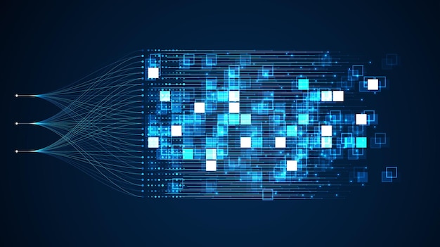 Big data visualization Social network financial analysis of complex databases Data mining Vector technology background Information analytics concept