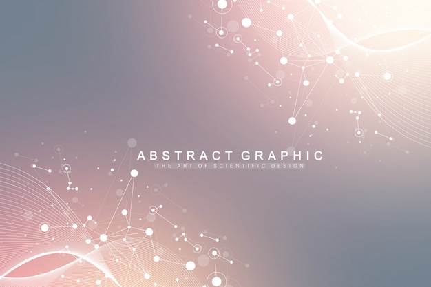 big genomic data visualization. dna helix, dna strand, dna test. molecule or atom, neurons.