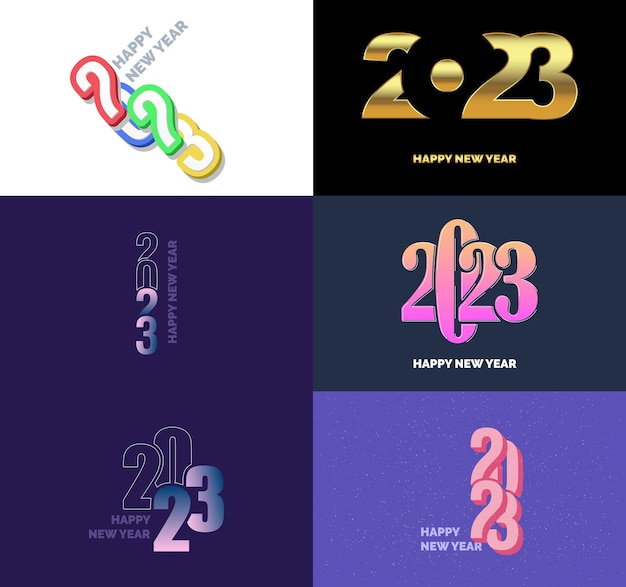 big set of 2023 happy new year logo text design 2023 number design template vector new year illustration