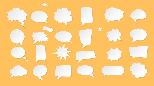 Big Set of Comics Bubbles in Pop Art Style Vector illustration