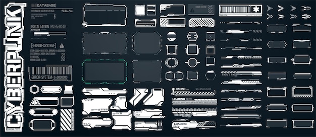 Big set of Sci Fi modern user interface elements futuristic abstract HUD frame screen button load