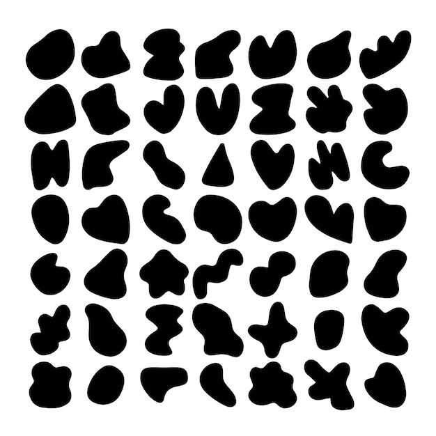 big set of simple organic shapes, liquid background stains. geometric round figures silhouette. abstract fluid frame pack
