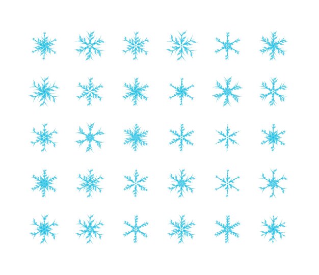 Big Set of Snowflakes Winter Christmas Xmas Design Vector Elements