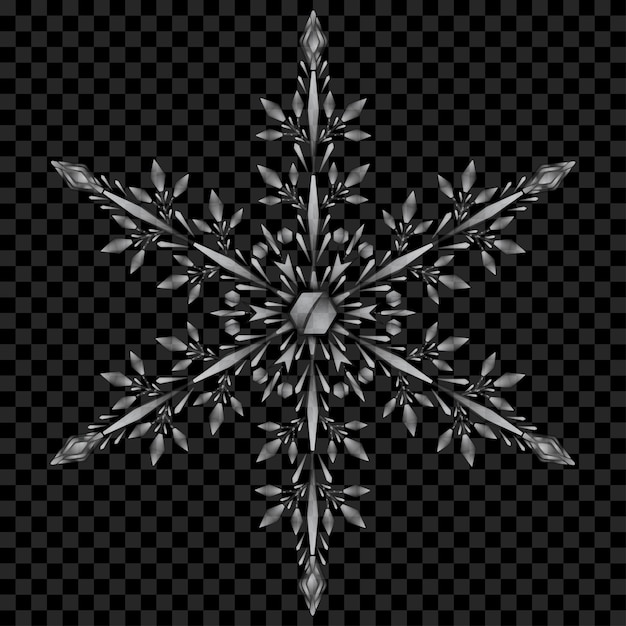 Big translucent Christmas snowflake in gray colors on transparent background