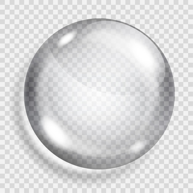 Big translucent gray sphere with shadow on transparent