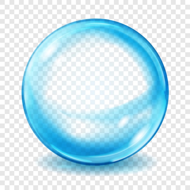 Big translucent light blue sphere with glares and shadows on transparent background. Transparency only in vector format