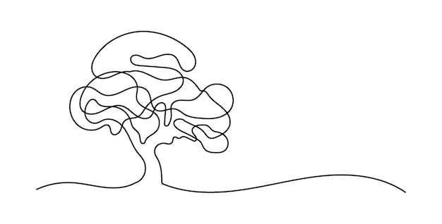 Big Tree Minimalist Oneline Continuous Single Line Art Editable Line
