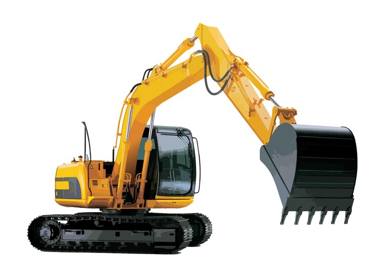 Vektör big yellow front-end loader or all-wheel bulldozer isolated on white background. heavy equipment