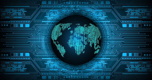 binärt kretskort för framtidens teknik, blått hud-tema, bakgrund för cybersäkerhetskoncept
