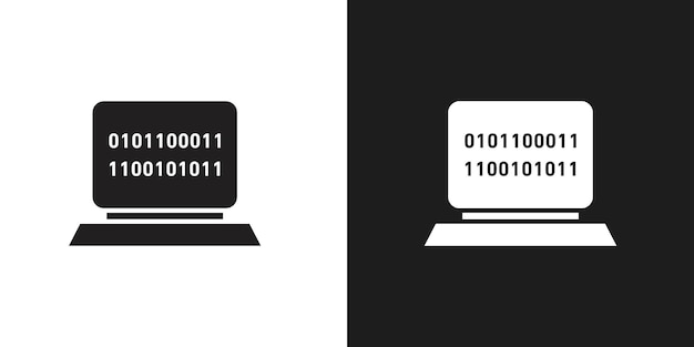 Binary code icon line art vector
