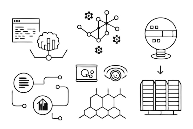 Binary code Line art illustration for digital transformation