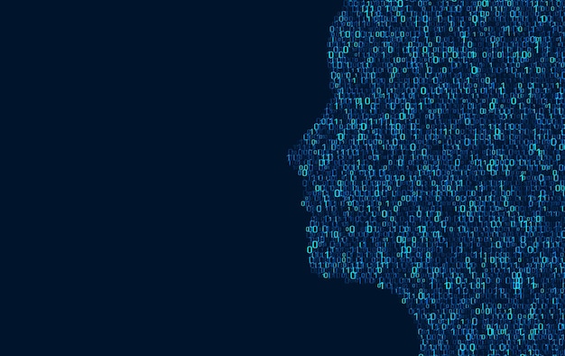 Binary code numbers of the computer matrix Concept of coding hacker Vector illustration