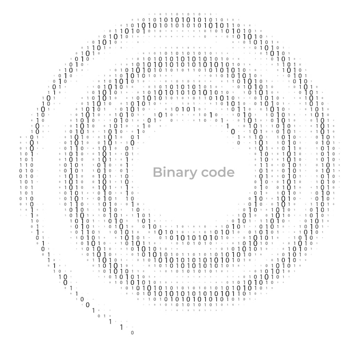 Vektor binary code spiral abstract digital background with data flow made of zero and one digits symbol of information technology coding artificial intelligence and virtual cyberspace network