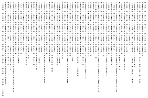 Binary code zero one abstract matrix white background with binary computer code