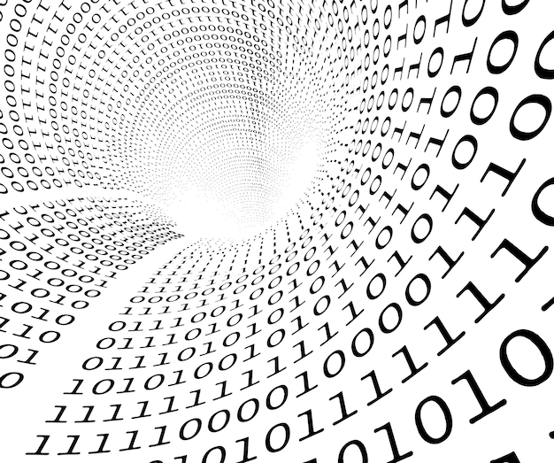 Binary language background.3d illustration background with binary code isolated in white.