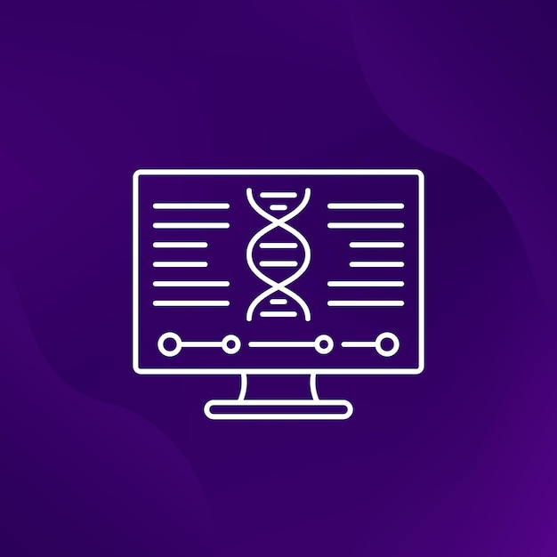 bioinformatics icon with dna line vector
