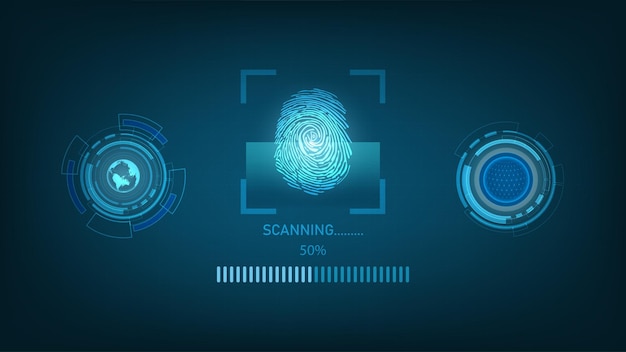 biometrics hitech technology with fingerprint scanning background business security concept vector illustration