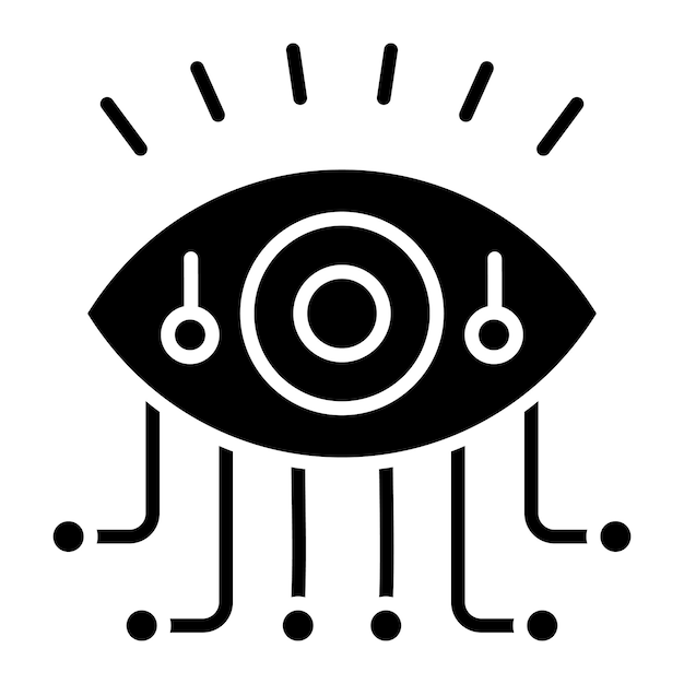 bionic eye glyph solid black illustration