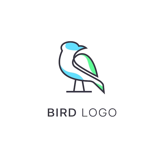 Bird logo design template outline line art concept