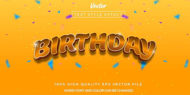Birthday editable text effect vector illustration