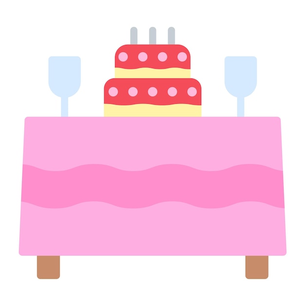 Birthday Table Vector Illustration Style