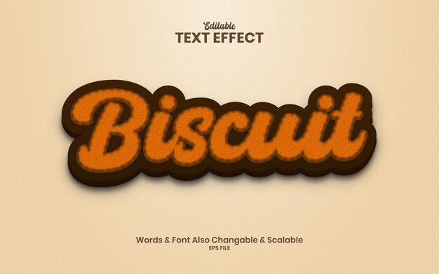 Biscuit 3d vector text effect with dashed line stroke