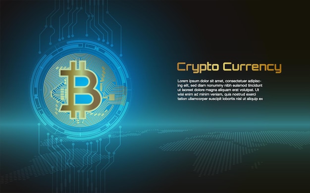 Bitcoin and crypto currency background or banner of modern electronic money exchange