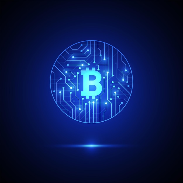 Bitcoin cryptocurrency digital technology on circuit board design Vector illustration