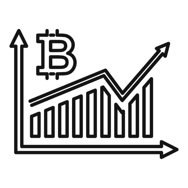 Bitcoin graph chart icon Outline Bitcoin graph chart vector icon for web design isolated on white background