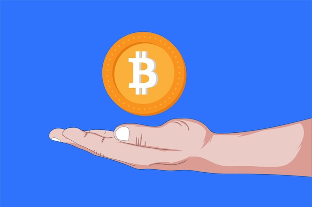 Bitcoin in hand vector design