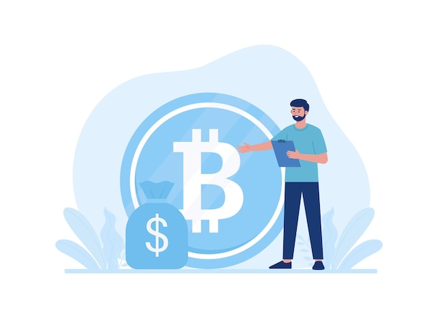 Bitcoin och dollar business trendigt koncept platt illustration