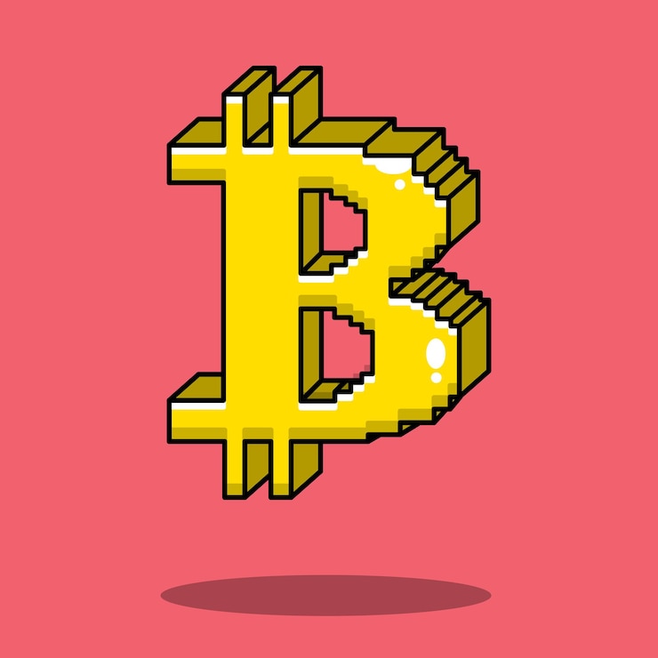 Vektör bitcoin piksel logosu çizimi