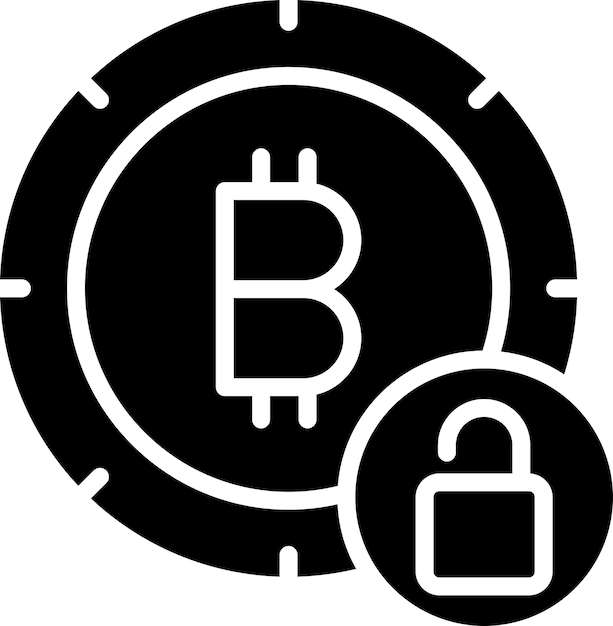 bitcoin unlock solid and glyph vector illustration