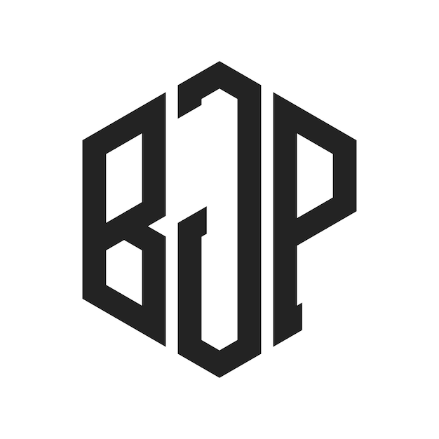 BJP Logo Design Initial Letter BJP Monogram Logo using Hexagon shape