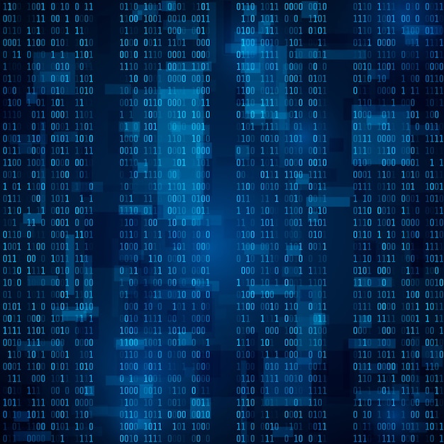 Blå binær computer kode. Tilfældige binære tal. baggrund illustration