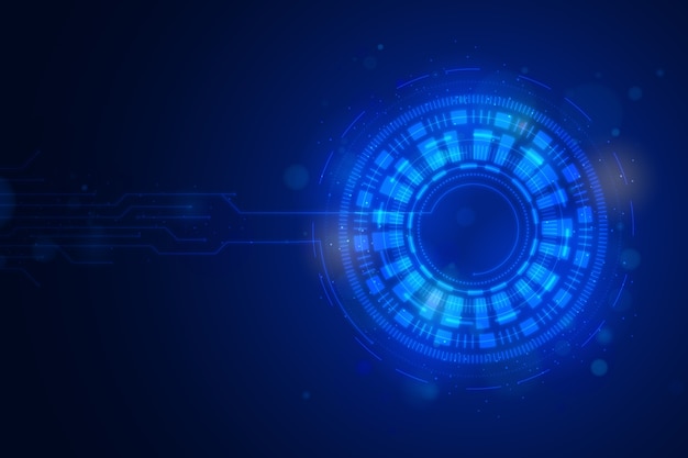 Blå futuristisk baggrund med digitalt øje
