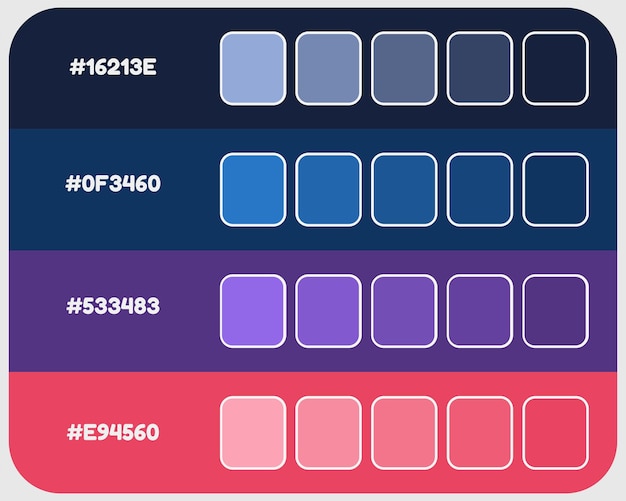 Blå lilla pink farvepalet vektor mørke farver katalog rgb pantone farver farvematchning