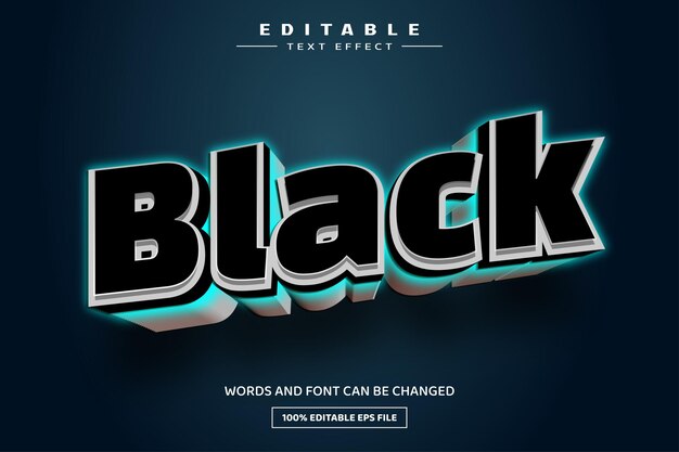 Black 3D editable text effect template