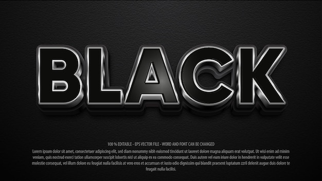 Black 3d style editable text effect