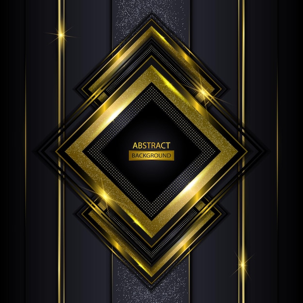 BLACK ABSTRACT BACKGROUND WITH GOLDEN RECTANGLE SHAPES VECTOR