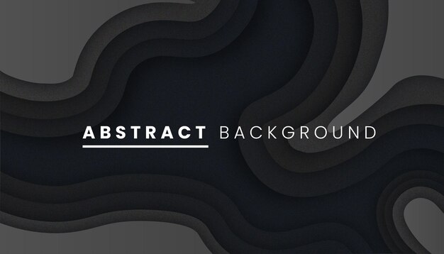 black abstract liquid wave and cutout papercut shape background with grain texture