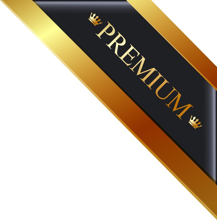 Black and Gold 3d Ribbons symbol premium VIP Quality with ornament kings and stars Vector